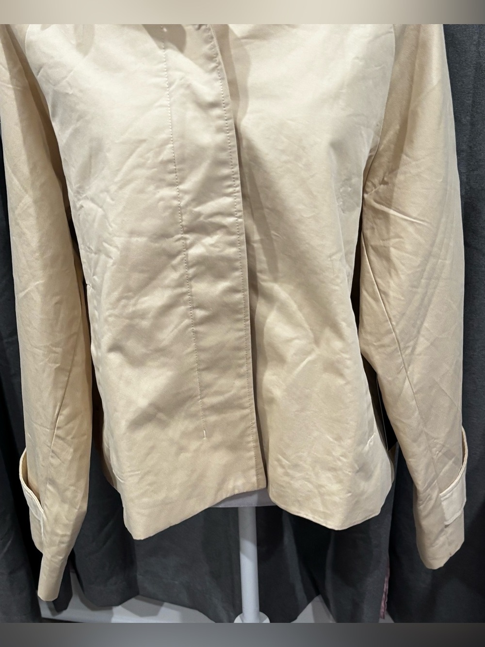 NWT Tuckernuck Khaki Drew Short Trench Coat Tan Medium Preppy Casual Boxy Cotton - Picture 6 of 16